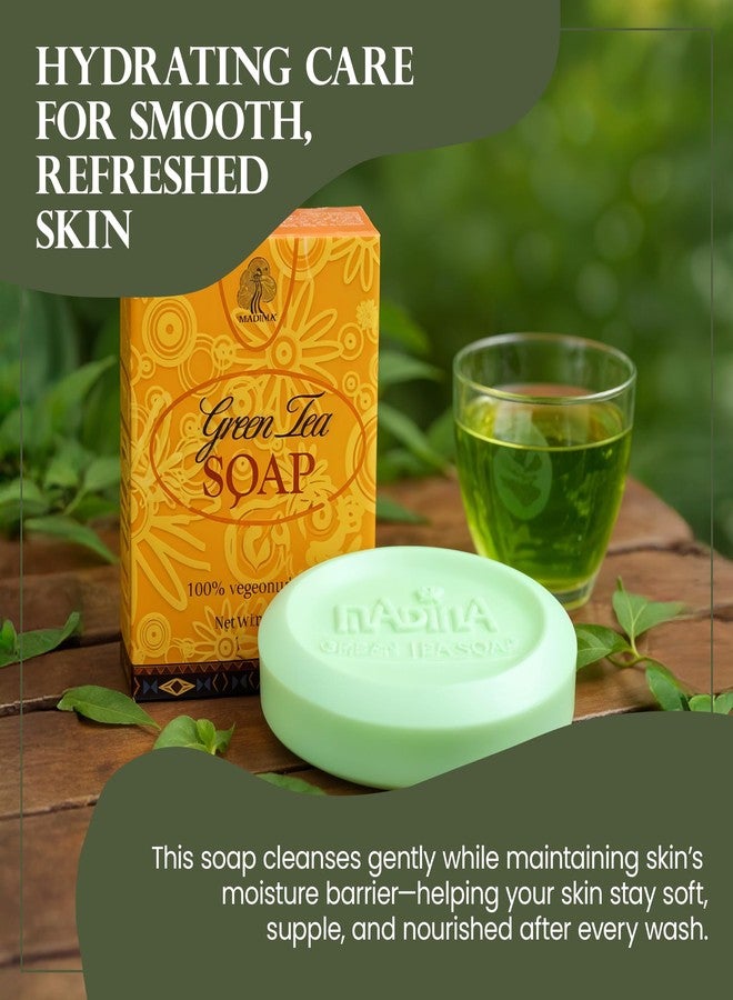 Madina Green Tea & Vitamin E Soap Bar – Antioxidant, Moisturizing, Hydrating, Skin Rejuvenating, Gentle Daily Cleanser, Vegetable-Based, For All Skin Types, 6 Pack (3.5 oz Each) - Image 4